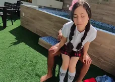 Stepmother catches daughter and father engaging in unprotected doggy style intercourse, resulting in a hardcore encounter