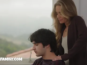 Athena Anderson, a stress-relieving blonde MILF, fucked her stepson in a steamy