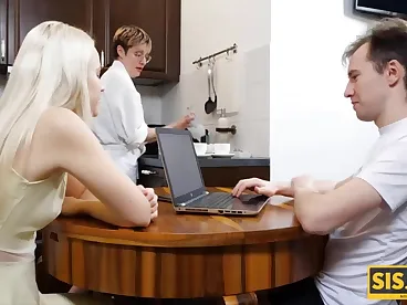 Teen agrees to blowjob and be drilled as she finds out stepbrother has erection