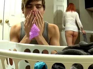 A step mom gave a blowjob to her stepson and let him cum in her mouth.