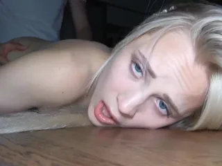 No lube anal was a bad idea - 18 yo blonde teen can hardly take it rough painal.