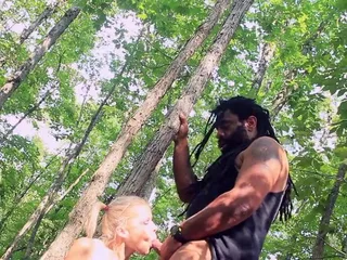Don Whoe fucked faceless white bitch Nadia White hard in the woods, showcasing