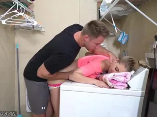 A stepbrother fed up with his stepsister Sierra Nicole doing laundry in the