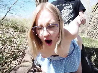 A white 18 yo teen gets fucked hard after a picnic, not bad.