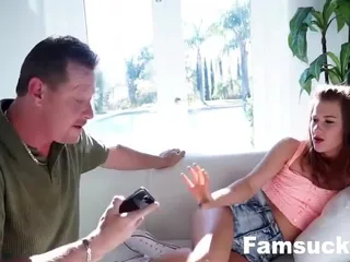 Cute teen seduces her stepfather to get her phone back in a steamy encounter.