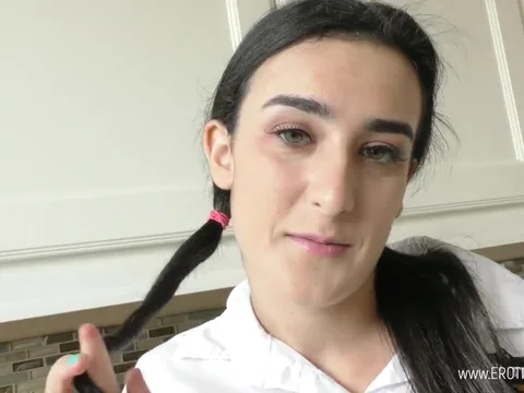 The stepdaughter is asking her dad to stroke his cock, nothing more