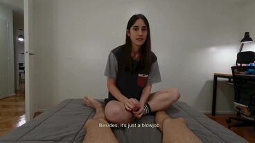 Skinny step sister gives a glowing