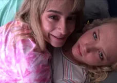 Young and beautiful daughters seduce their father in a steamy